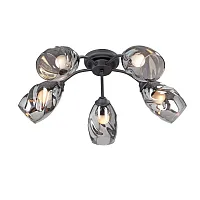 Люстра потолочная V4936-1/5PL Vitaluce серая чёрная на 5 ламп, основание чёрное в стиле арт-деко 