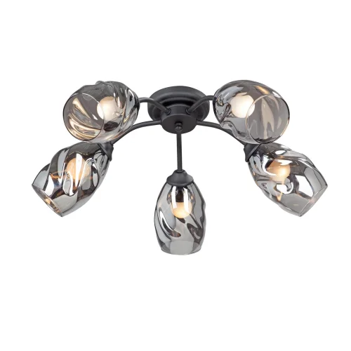 Люстра потолочная V4936-1/5PL Vitaluce серая чёрная на 5 ламп, основание чёрное в стиле арт-деко Люстра потолочная V4936-1/5PL Vitaluce серая чёрная на 5 ламп, основание чёрное в стиле арт-деко