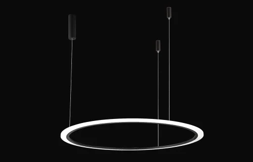 Люстра подвесная LED с пультом MANZANA SP40W LED D1000 BLACK Crystal Lux белая на 1 лампу, основание чёрное в стиле современный с пультом кольца фото 3