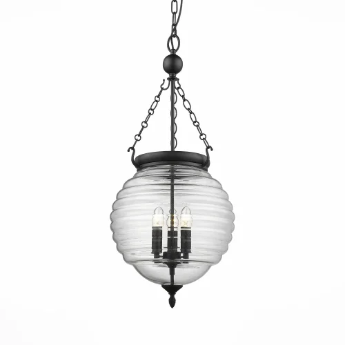 Люстра подвесная Sotto SL317.403.03 ST-Luce прозрачная на 3 лампы, основание чёрное в стиле кантри выдувное