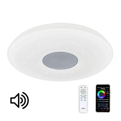 Светильник потолочный LED Старлайт с Bluetooth и пультом Light & Music CL703M60 Citilux белый 1 лампа, основание белое хром в стиле современный хай-тек с пультом