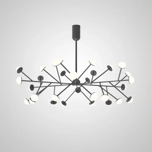 Люстра потолочная HILVI D120 Black 193525-23 ImperiumLoft белая на 30 ламп, основание чёрное в стиле современный 