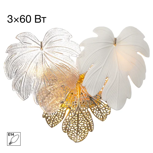 Бра Dryad CL305330 Citilux прозрачный белый на 3 лампы, основание золотое в стиле классический современный флористика 