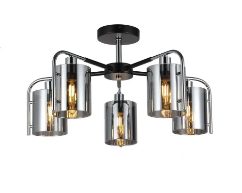 Люстра потолочная Elegant 671/5P Chrome Escada чёрная серая на 5 ламп, основание чёрное в стиле современный 