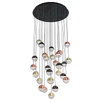 Люстра каскадная LED Luna 4371-27P Favourite прозрачная разноцветная на 27 ламп, основание чёрное в стиле современный 