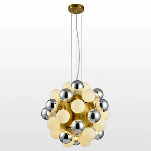 Светильник подвесной Haines LSP-8405 Lussole без плафона 36 ламп, основание матовое золото в стиле арт-деко современный молекула шар