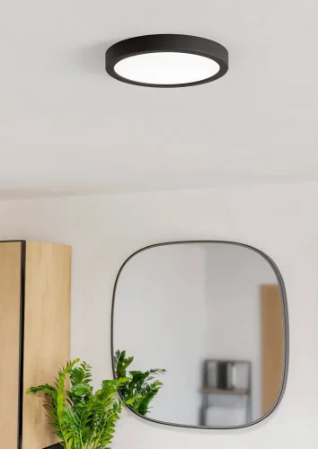 Светильник потолочный LED Fueva 901325 Eglo белый на 1 лампу, основание чёрное в стиле современный круглый фото 2