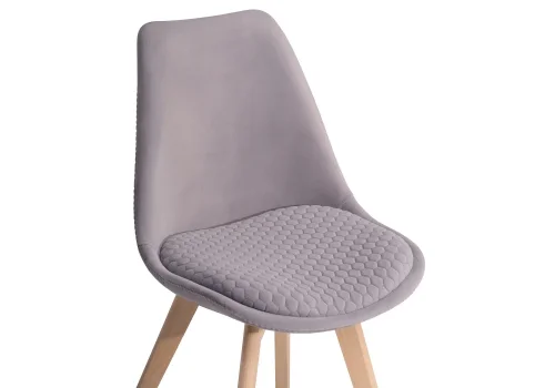 Деревянный стул Bonuss light gray / wood 15283 Woodville, серый/велюр, ножки/массив бука/натуральный, размеры - ****500*560 фото 5