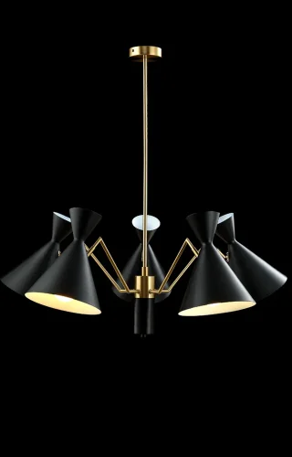 Люстра на штанге JOVEN SP5 GOLD/BLACK Crystal Lux прозрачная на 5 ламп, основание золотое в стиле современный лофт фото 4