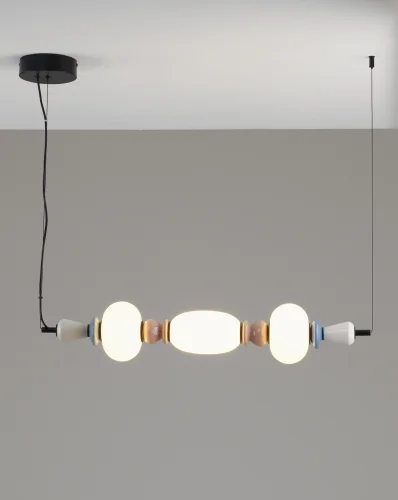 Светильник подвесной LED Glaze V11701-PL Moderli белый на 1 лампу, основание чёрное в стиле современный линейный фото 2