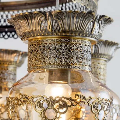 Люстра подвесная Каир CL419263 Citilux янтарная на 7 ламп, основание бронзовое в стиле восточный  фото 10