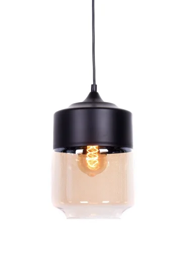 Светильник подвесной лофт Astila LDP 6807 BK Lumina Deco чёрный янтарный 1 лампа, основание чёрное в стиле лофт 