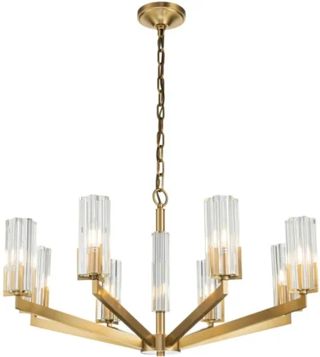 Люстра подвесная Malone 6035-8 BR CL Belfast прозрачная на 8 ламп, основание латунь в стиле современный фото 2 Люстра подвесная Malone 6035-8 BR CL Belfast прозрачная на 8 ламп, основание латунь в стиле современный фото 2