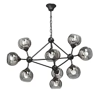 Люстра подвесная V4320-1/10 Vitaluce серая чёрная на 10 ламп, основание чёрное в стиле хай-тек шар Люстра подвесная V4320-1/10 Vitaluce серая чёрная на 10 ламп, основание чёрное в стиле хай-тек шар