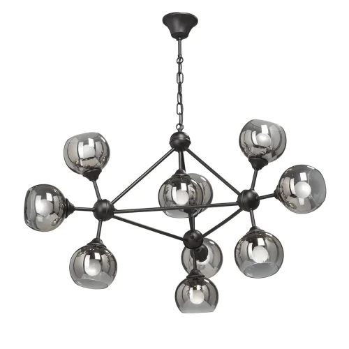 Люстра подвесная V4320-1/10 Vitaluce серая чёрная на 10 ламп, основание чёрное в стиле хай-тек шар Люстра подвесная V4320-1/10 Vitaluce серая чёрная на 10 ламп, основание чёрное в стиле хай-тек шар