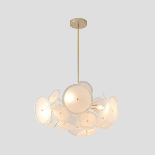 Люстра на штанге DANDELION SP6 GOLD Crystal Lux белая на 6 ламп, основание золотое в стиле современный фото 5