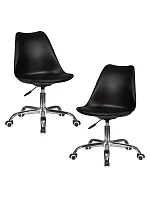 Офисное кресло набор 2 шт. SET-2 635DPP-LMZL MICKEY, цвет чёрный (B-03) Dobrin, /экокожа, ножки/металл/хром, размеры - 810*915***670*670