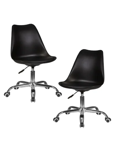 Офисное кресло набор 2 шт. SET-2 635DPP-LMZL MICKEY, цвет чёрный (B-03) Dobrin, /экокожа, ножки/металл/хром, размеры - 810*915***670*670
