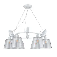 Люстра подвесная Passero A4289LM-6WH Arte Lamp прозрачная на 6 ламп, основание белое в стиле прованс классический птички