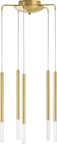 Светильник подвесной LED Tubo L5T747133 Lightstar золотой на 5 ламп, основание золотое в стиле минимализм современный трубочки