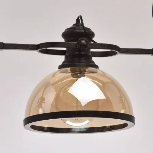 Светильник подвесной лофт Нойвид 682012103 MW-Light прозрачный янтарный на 3 лампы, основание чёрное в стиле лофт фото 4
