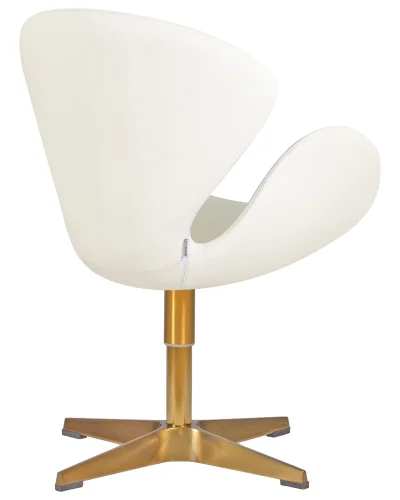 Кресло дизайнерское  69A-LMO SWAN, цвет сиденья белый (P23), цвет основания золото Dobrin, белый/кожзаменитель, ножки/металл/золотой, размеры - ****710*600 фото 3