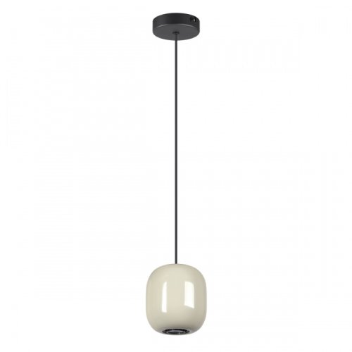 Светильник подвесной Ovali 5053/1A Odeon Light бежевый 1 лампа, основание чёрное в стиле современный шар