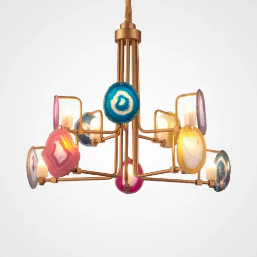 Люстра подвесная AGATE 5 L5 219519-26 ImperiumLoft разноцветная на 5 ламп, основание золотое в стиле арт-деко  фото 16