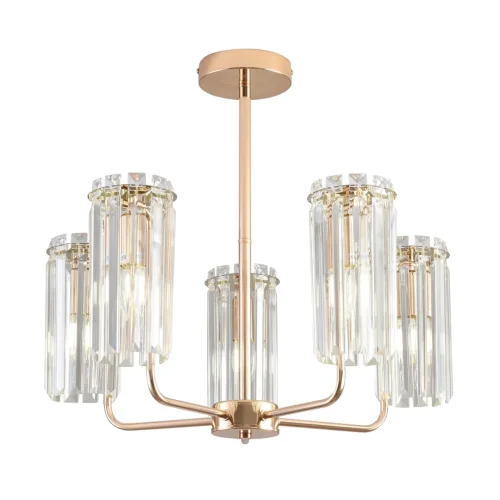 Люстра потолочная хрустальная Favla 8347/5 Lumion прозрачная на 5 ламп, основание золотое в стиле классический фото 5 Люстра потолочная хрустальная Favla 8347/5 Lumion прозрачная на 5 ламп, основание золотое в стиле классический фото 5