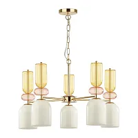 Люстра подвесная Gillian 4589/5 Lumion белая на 5 ламп, основание золотое в стиле современный 