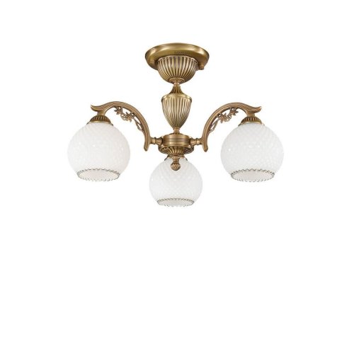 Люстра потолочная  PL 8620/3 Reccagni Angelo белая на 3 лампы, основание античное бронза в стиле классика 