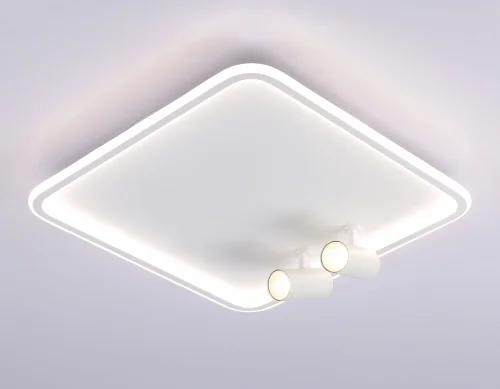 Светильник потолочный LED с пультом FL5114 Ambrella light белый 1 лампа, основание белое в стиле современный хай-тек квадраты фото 5