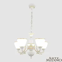 Люстра подвесная AM342837 342837/5 WT+G Arte Milano белая на 5 ламп, основание белое патина в стиле классический 