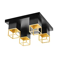 Люстра потолочная Montebaldo 97731 Eglo золотая чёрная на 4 лампы, основание чёрное в стиле современный 