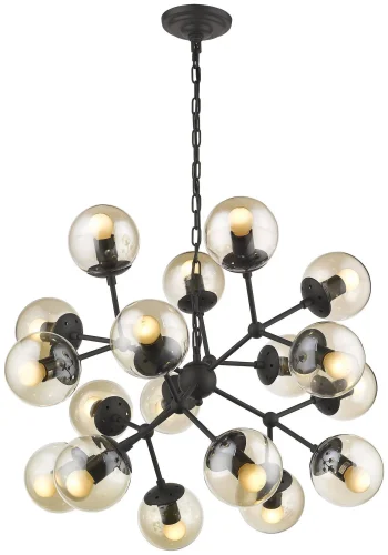 Люстра подвесная лофт Bolita WE236.18.023 Wertmark прозрачная на 18 ламп, основание чёрное в стиле лофт шар