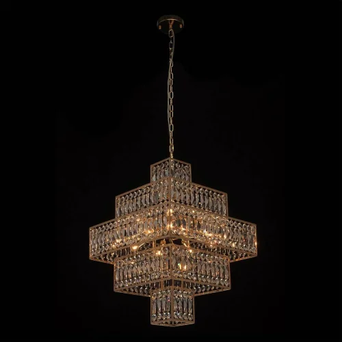 Люстра хрустальная Монарх 121010916 MW-Light прозрачная на 16 ламп, основание золотое в стиле классический  фото 2