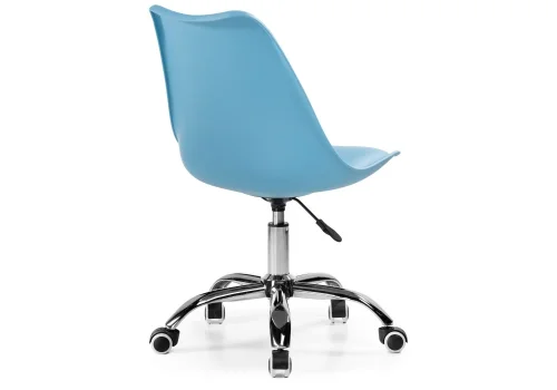 Компьютерное кресло Kolin blue 15078 Woodville, голубой/экокожа, ножки/металл/хром, размеры - *880***490*560 фото 4