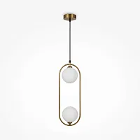 Светильник подвесной Ring MOD013PL-02BS1 Maytoni белый на 2 лампы, основание латунь в стиле современный шар