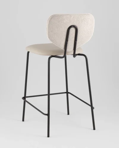 Стул полубарный Masey, бежевый, с бежевой экокожей УТ000039582 Stool Group, бежевый/рогожка, ножки/металл/чёрный, размеры - ***** фото 5