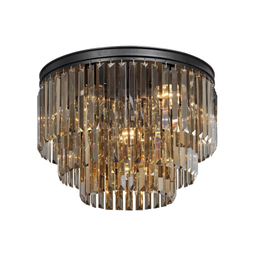 Люстра потолочная V5154-1/6+3+1PL Vitaluce янтарная на 10 ламп, основание чёрное в стиле современный классический 