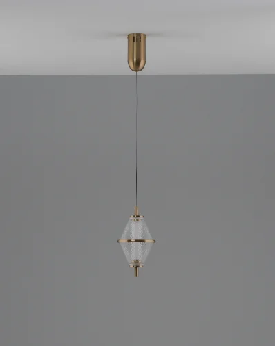 Светильник подвесной LED Senta V11359-PL Moderli белый золотой на 1 лампу, основание золотое в стиле современный фото 2