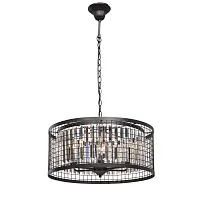 Люстра подвесная V5184-1/6 Vitaluce прозрачная на 6 ламп, основание чёрное в стиле классический современный 