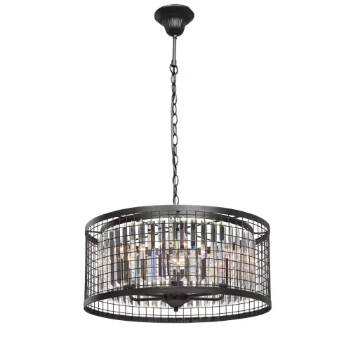 Люстра подвесная V5184-1/6 Vitaluce прозрачная на 6 ламп, основание чёрное в стиле классический современный 