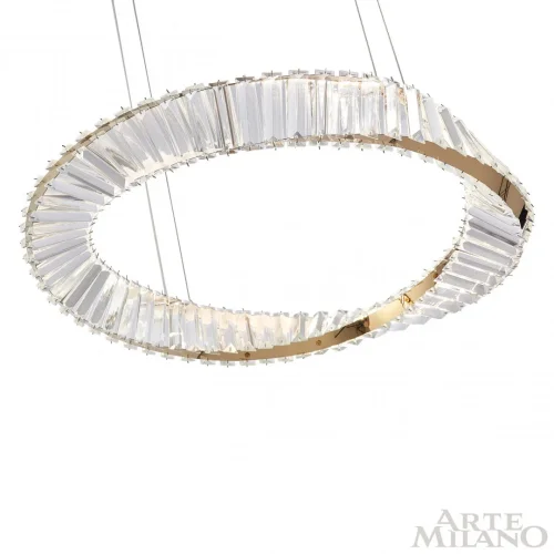 Люстра подвесная LED с пультом AM-Venezia 318311/D600 GD Arte Milano прозрачная на 1 лампу, основание золотое в стиле современный кольца с пультом фото 8