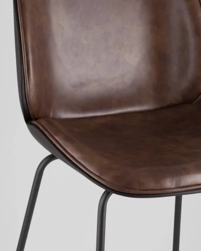 Стул барный Турин со спинкой, коричневый экокожа, черные ножки УТ000001768 Stool Group, коричневый/экокожа, ножки/металл/чёрный, размеры - ****460*540 фото 8