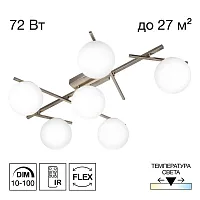 Люстра потолочная LED с пультом Dorsy CL223161 Citilux белая на 6 ламп, основание матовое хром в стиле современный шар с пультом