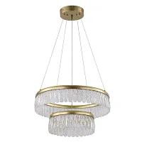 Люстра подвесная LED с пультом Орион 546011902 DeMarkt прозрачная на 1 лампу, основание золотое в стиле с пультом