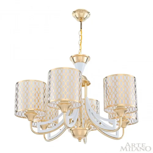 Люстра подвесная Florentia-3387 303387/6 Wh/Gd Arte Milano золотая белая на 6 ламп, основание золотое в стиле современный арт-деко фото 3