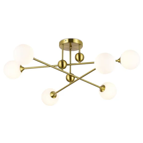 Люстра потолочная Stacy MR1010-6C MyFar белая на 6 ламп, основание золотое в стиле современный лофт шар фото 4