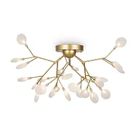 Люстра потолочная Florencia FR5049CL-27G Freya белая на 27 ламп, основание золотое в стиле модерн флористика ветви